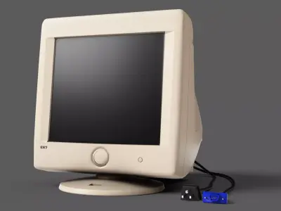 GameAsset Vintage CRT Monitor - Lowpoly Low-poly 3D model