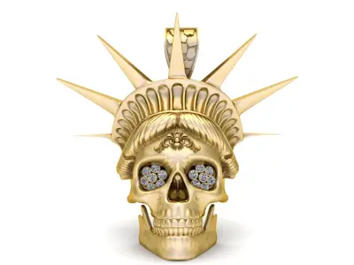 Golden Liberty Skull Pendant 3D print model