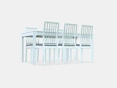 EKEDALEN - EKEDALEN Table and 6 chairs Low-poly 3D model