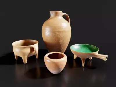 Clay Pots Pack Low-poly 3D model