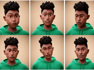 Free Cartoon boy character rigged Free low-poly 3D model
