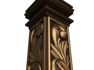 Stair Baluster 03 Red Low-poly 3D model