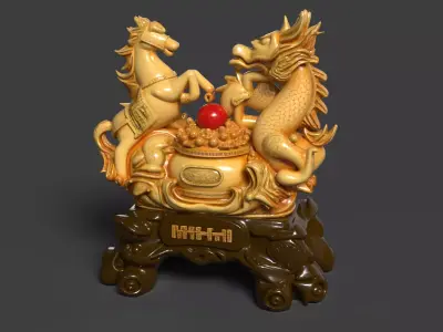 Chinese dragon  horse treaure bowl  3D model