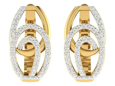 Solitaire Women Drop Earring 3dm STL OBJ FBX Render Details 3D print model 16