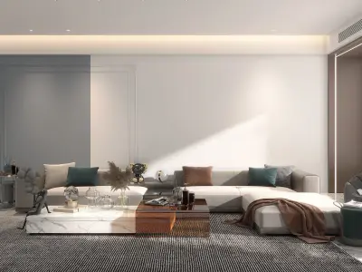 family 3D model of interior scene Living room  3D model