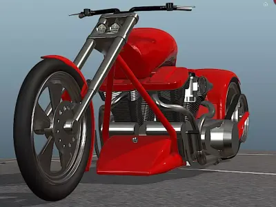 Brouhard Design V-4 Softail Chopper - High Poly 3D model