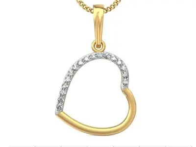 Solitaire Women HEART Pendant 3dm STL OBJ FBX Renders Details 3D print model buy