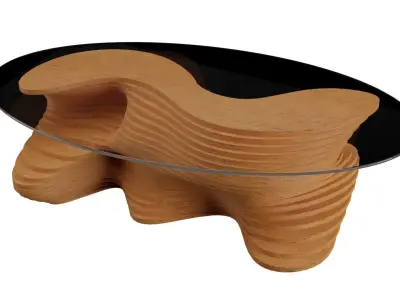 Parametric Wavy Wooden Furniture 01 - Coffee Table 3D model