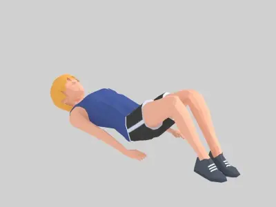 But Up  Exercise Woman Animation Low-poly 3D model