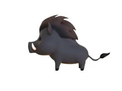 Cartoon Wild Boar Animal 03 Low-poly 3D model