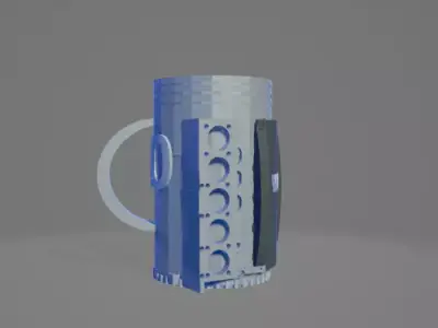 3D Printable- V10 Engine Block Beer Mug with Fixed Flywheel  3D print model
