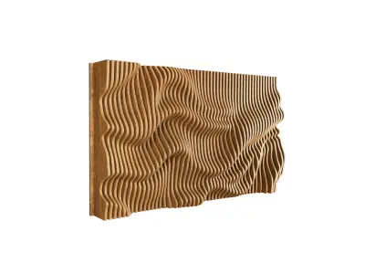 Parametric Wavy Wooden Wall Decor 26 - wood cutting machines  3D model