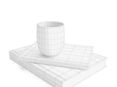 2xBooks and Cup 3D model