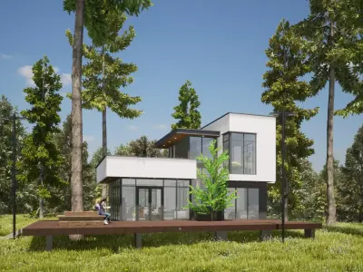 038Modernhouse2f56m2 3D model