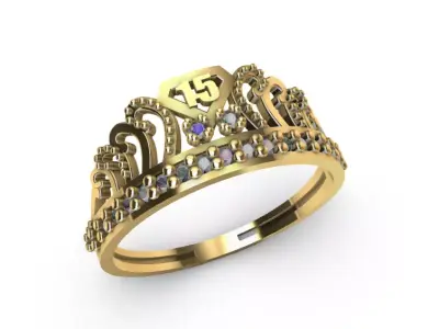 Anillo de 15 para dama-mujer -v- 3D print model