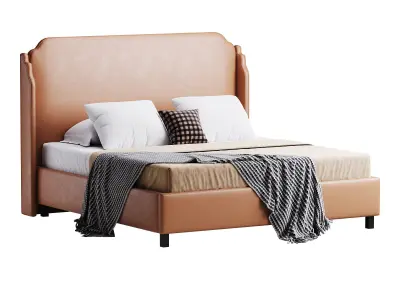 Aurora Wingback Blush Bed 3D model