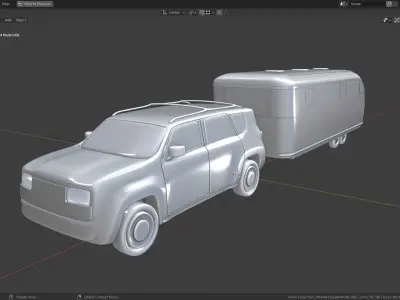 Low Poly Vehicle -  SUV plus Caravan Low-poly 3D model