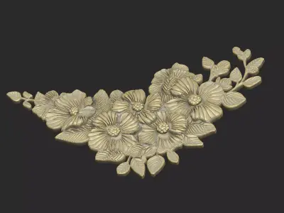 Flower cluster design detail Sakura forget rose 3D print model