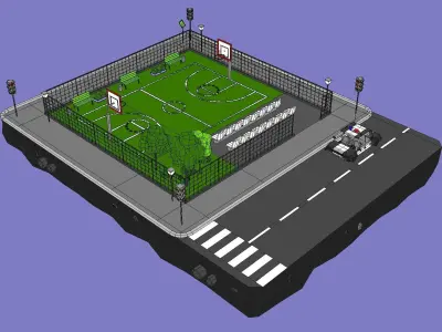 Stadium Block from Cartoon Low Poly City Low-poly 3D model