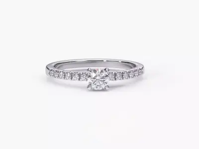 ZDR0125 round brilliant diamond engagement ring 3D print model