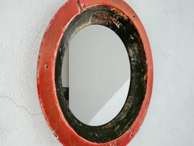 Old Javanese Tambourine Wood Mirror 3D model