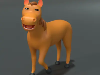  Horse 3D Model cartoon Low-poly 3D model