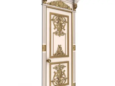 Carved Door Classic 0902 White Low-poly 3D model