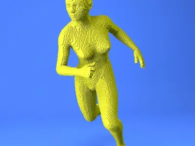 Metaverse Voxel Running Females 3D model
