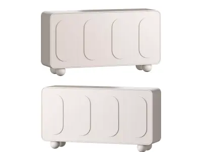 White Solid and Manufactured Wood Sideboard Credenza 3D model