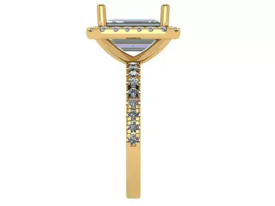 emerald cut halo solitare ring  3D print model