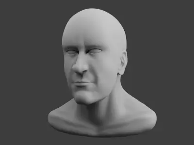 Realistic Male Head Sculpt 01 Low-poly 3D model
