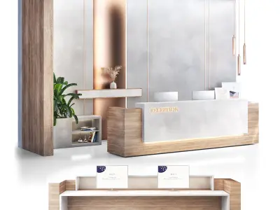Reception minimal design- counter lobby Low-poly 3D model