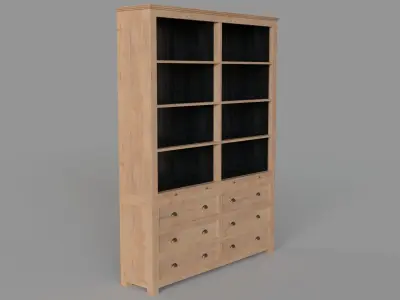 Wright Library Bookshelf White Wash 3D model