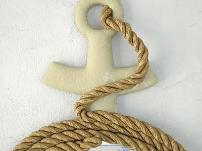 Anchor Wall Mirror with Rope 3D model