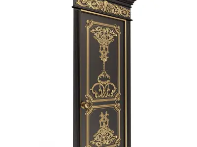 Carved Door Classic 0802 Black Low-poly 3D model