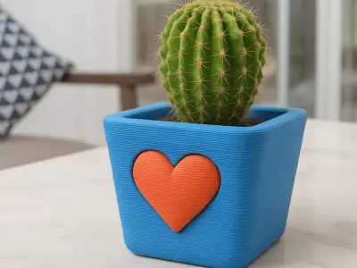 Love Heart Shape Planter - Minimalist Cute Flower Pot 3D print model
