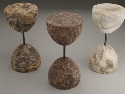 Designer stone bar stool Low-poly 3D model