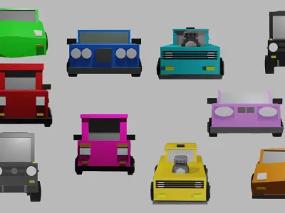 Low Poly Cars Pack with 10 3D model Low-poly 3D model
