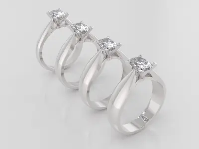 OVAL 0-75-CT 4 Shank width Sizes Quarter Round 3D Model Pack