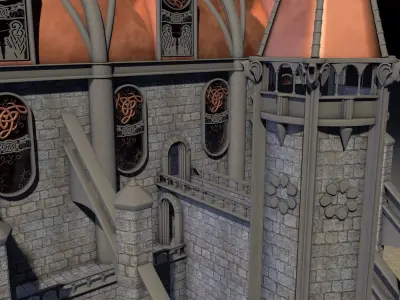 Church medieval castle 3D model