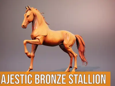 Majestic Bronze Stallion model pack Low-poly 3D model