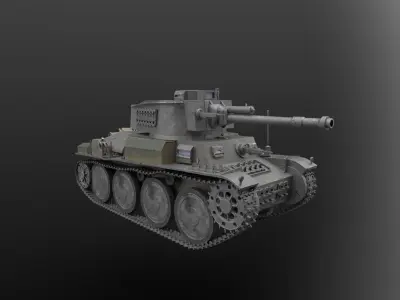 Pz Kpfw 38 tank Low-poly 3D model