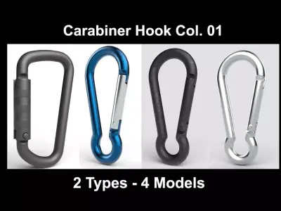 Carabiner Hook Collection 01 3D Model Pack