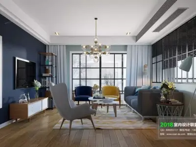 LIVING ROOM - MORDEN Low-poly 3D model