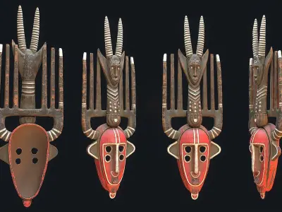 African mask 10 Low-poly 3D model
