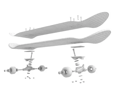 Skateboard Disassemble Low-poly 3D model