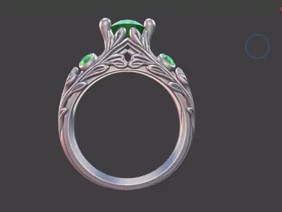 LEAFY MULTI GEMSTONE PRONG ENGAGEMENT RING 3D print model
