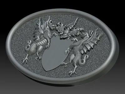 TWO DRAGON FLAG 3D print model