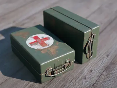 Old med kit Low-poly 3D model