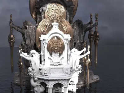 Steampunk Medieval Tower Halloween Tall  Kitbash 3D model